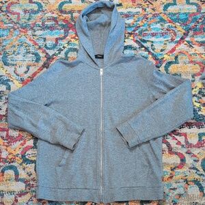 Theory gray knit zip hoodie medium cotton NWOT